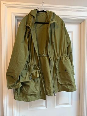 Barbour Olive Green Hooded Anorak Jacket - Size 1X